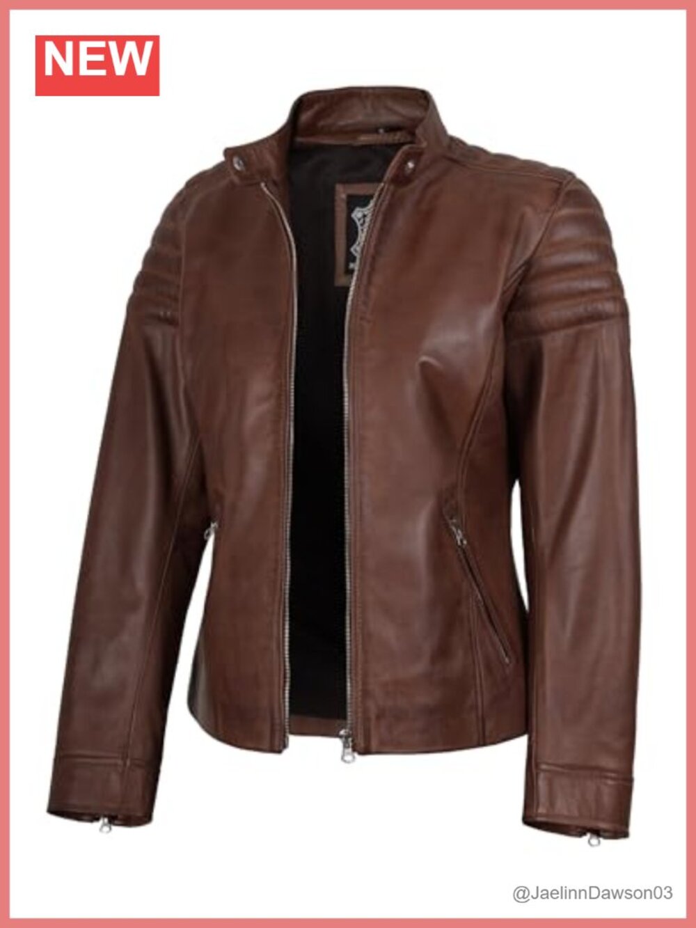 Women's Real Lambskin Leather Jacket Cafe Racer Zip Moto